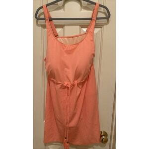 D & CO Beach Swimsuit Plus Size 22W Pink One Piece Built In Bra Waist Tie